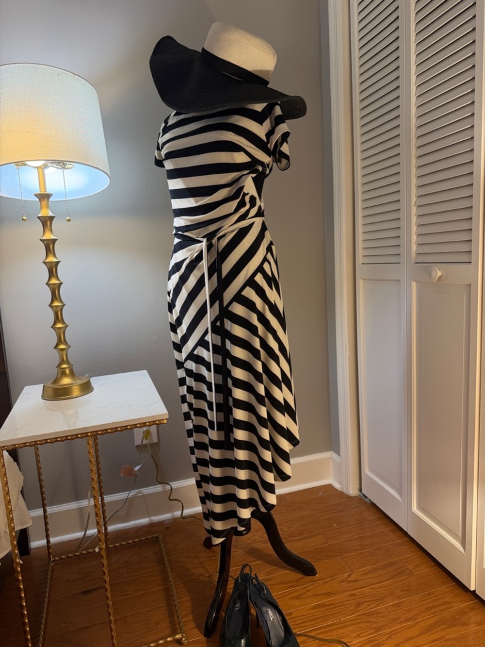 Ralph Lauren Black and White Striped Dress perfect for Summer party